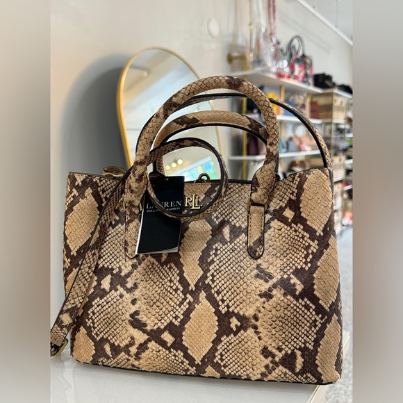 Ralph Lauren Black Label Handbags - Ralph Lauren NWTs Leather Marcy satchel purse bag $375 brown beige